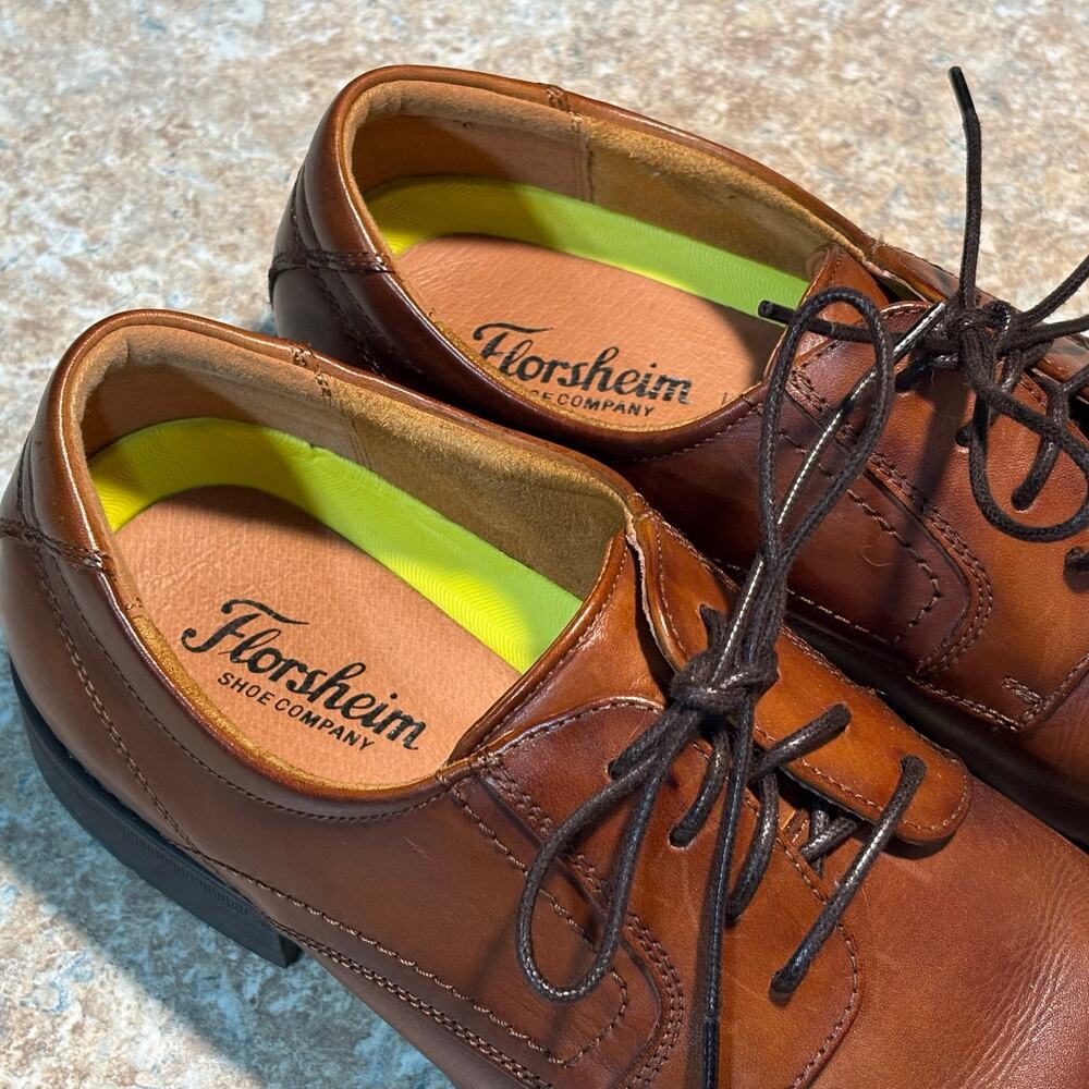 Florsheim Men's Midtown Cap Toe Brown Leather Lace Up Dress Shoes Oxford Size 10 - Picture 7 of 14